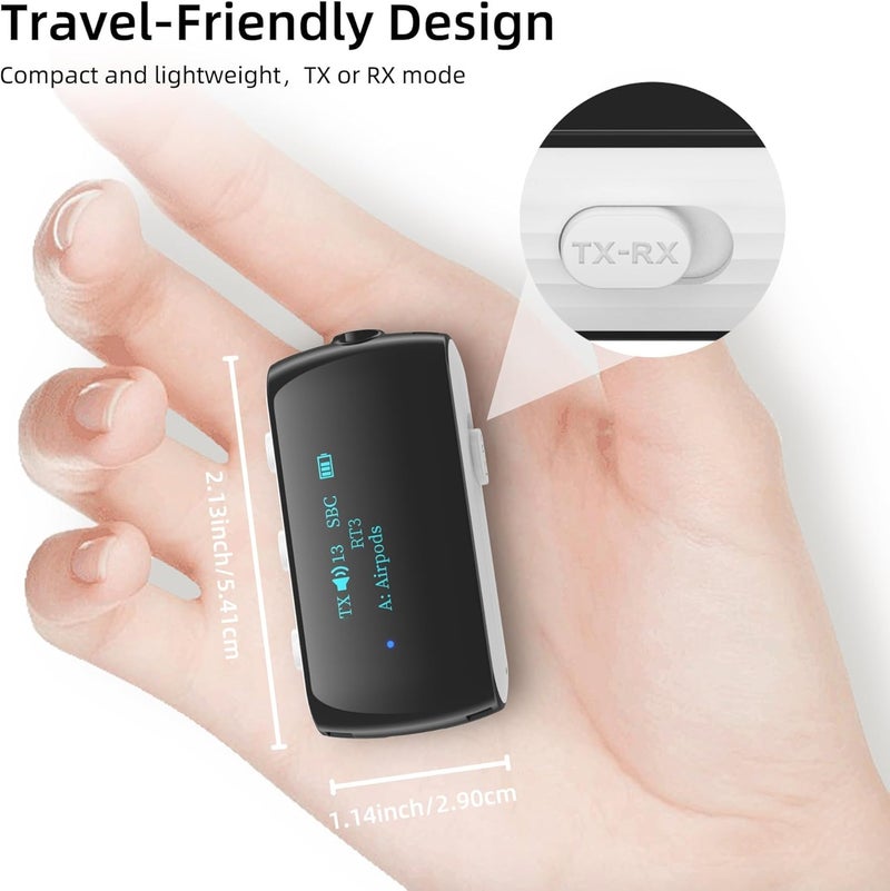 YOCOWOCO Bluetooth Transmitter Receiver for 2 AirPods/Headphones, Flight Bluetooth 5.2 Adapter for Airplane, TV, and Gym with a 3.5mm Audio Jack, Wireless BT Receiver with Mic for Car/Home Stereo - Image 5